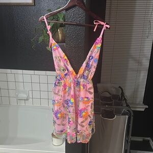 Colorful Sequin Dress with Pink Straps